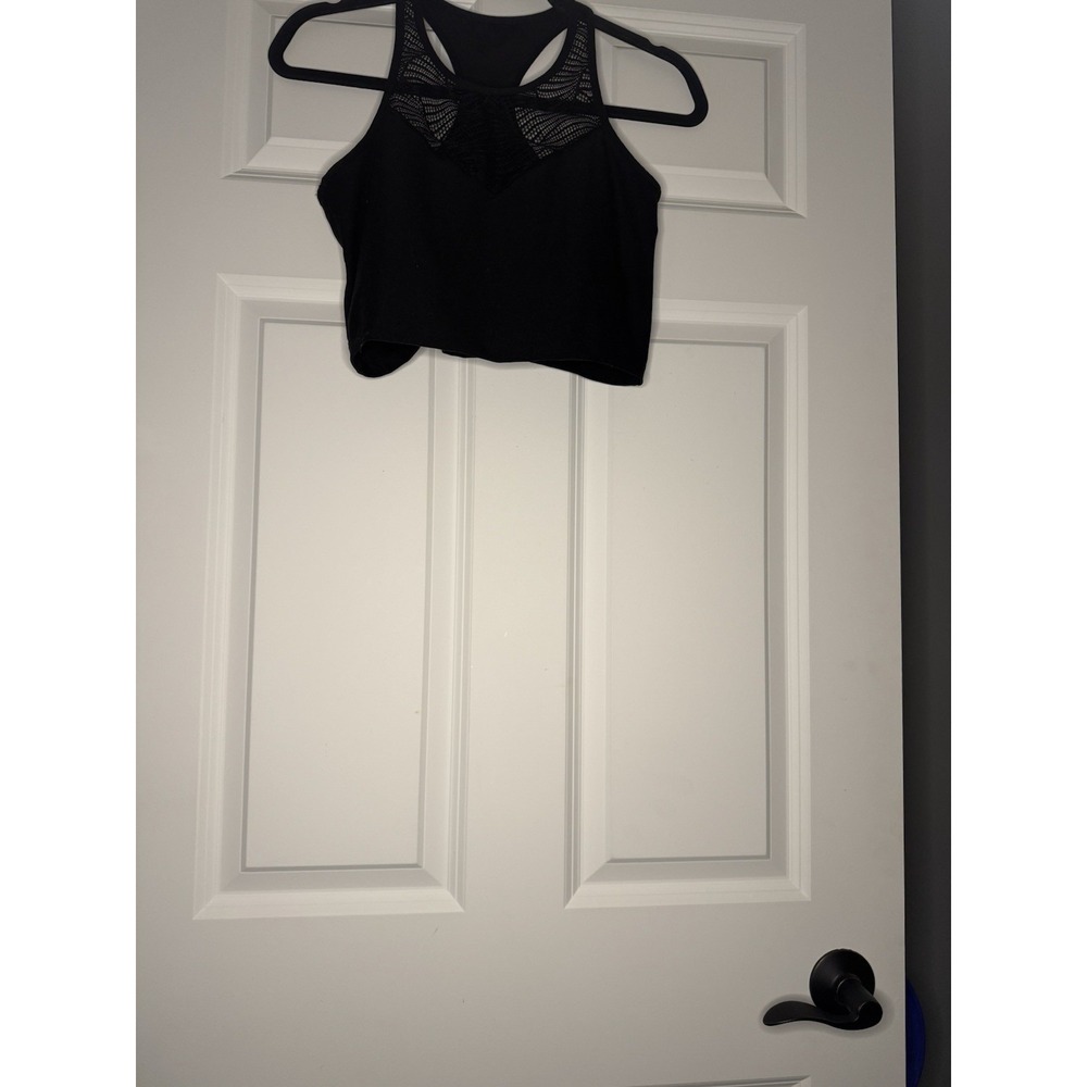 Scorpio Sol Large Black Crop Workout Tank Top Built In Bra No Padding